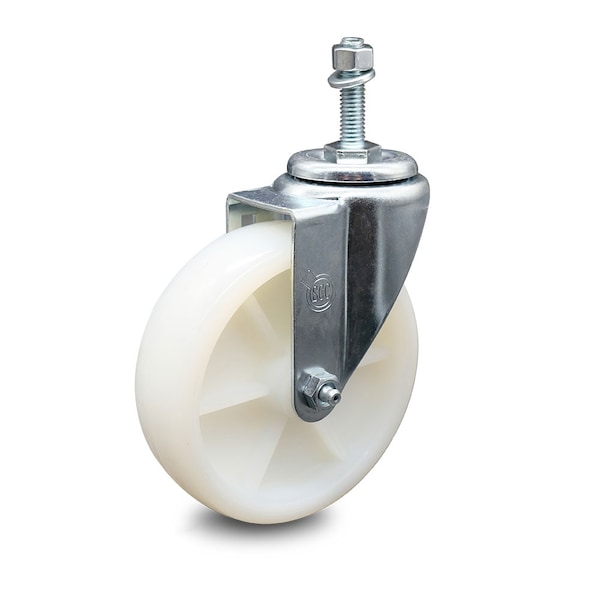 5 Inch Nylon Wheel Swivel 10mm Threaded Stem Caster